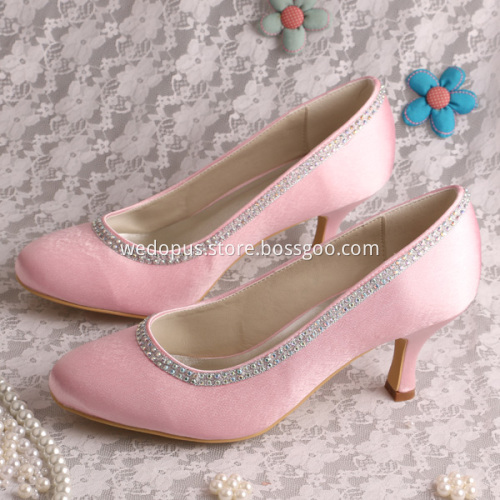 Customized Satin White Shoes for Wedding